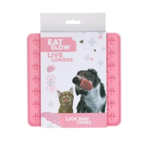 Eat Slow Live Longer Lick Mat Cross Pink